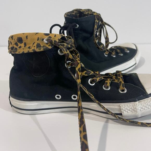 Chuck Taylor Converse Cheetah Animal Print Size 8 high top mcbling y2k leopard - Picture 1 of 7